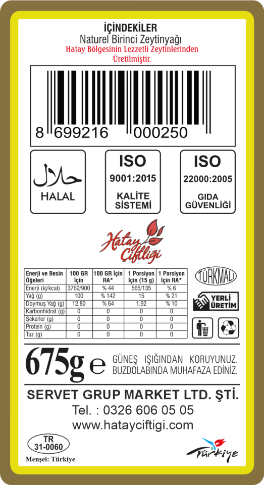 Zeytinyağı Cam Ambalaj 675Gr